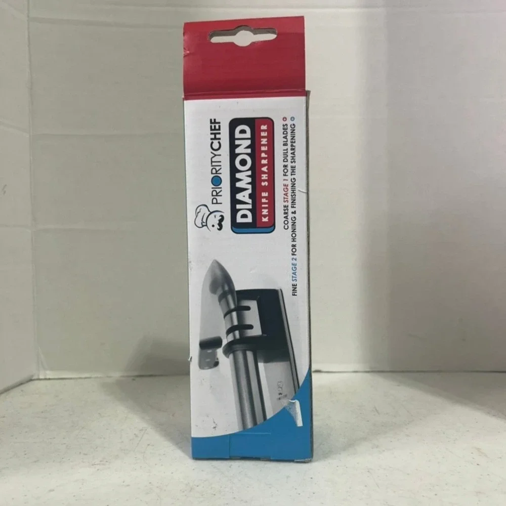 Priority Chef Diamond Knife Sharpener 2 Stage Manual Sharpening Tool Black